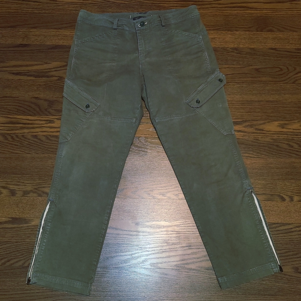 WOOLRICH Women's Olive Drab Green Khaki Skinny Utility Military CARGO Pants Sz 8